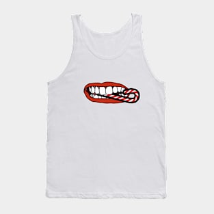 Mouth Eating Christmas Candy Cane Tank Top